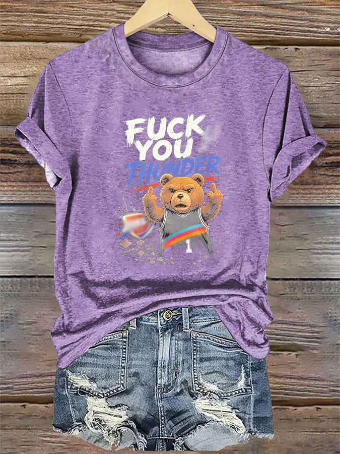 Women's  Cute Little Bear Print Round Neck T-shirt