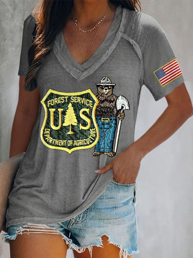 Retro Save The Forest Service Print T-Shirt