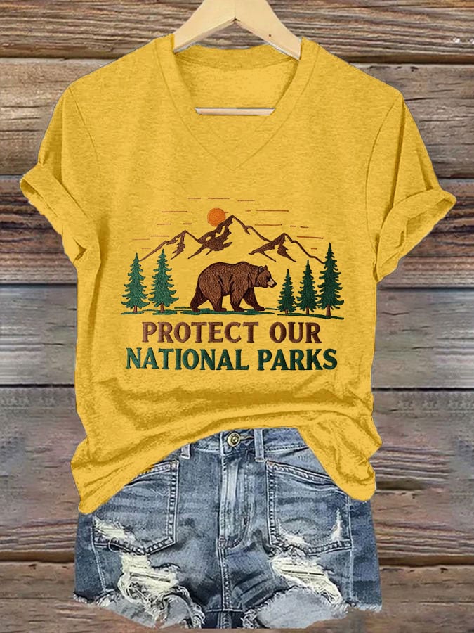 Women's National Park Print Casual T-Shirt