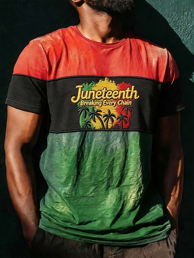 Men's Juneteenth Breaking Every Chain Printed Casual T-shirt