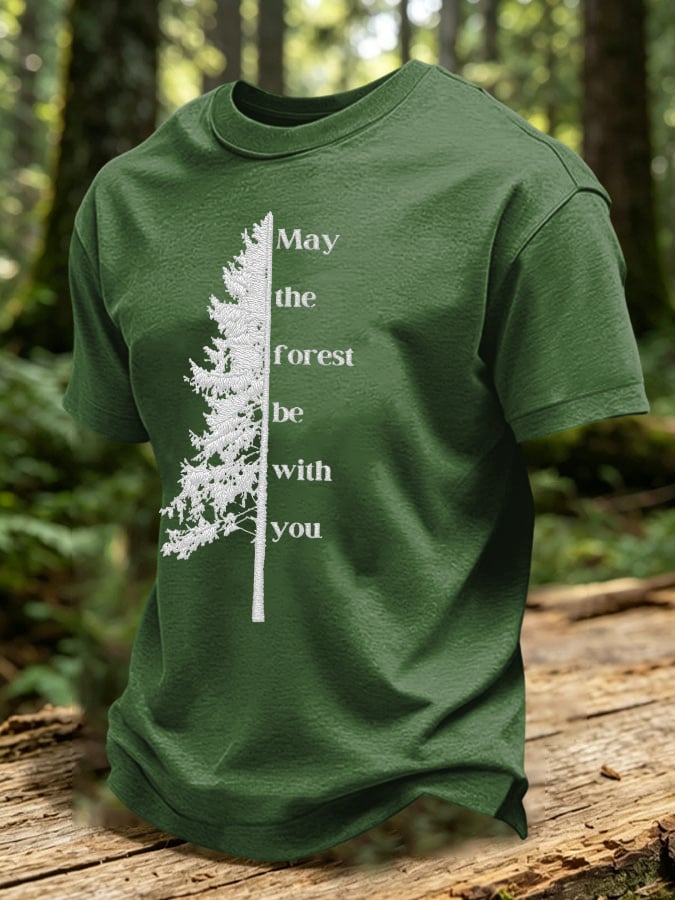 Men's May The Forest Be With You Printed Casual T-Shirt