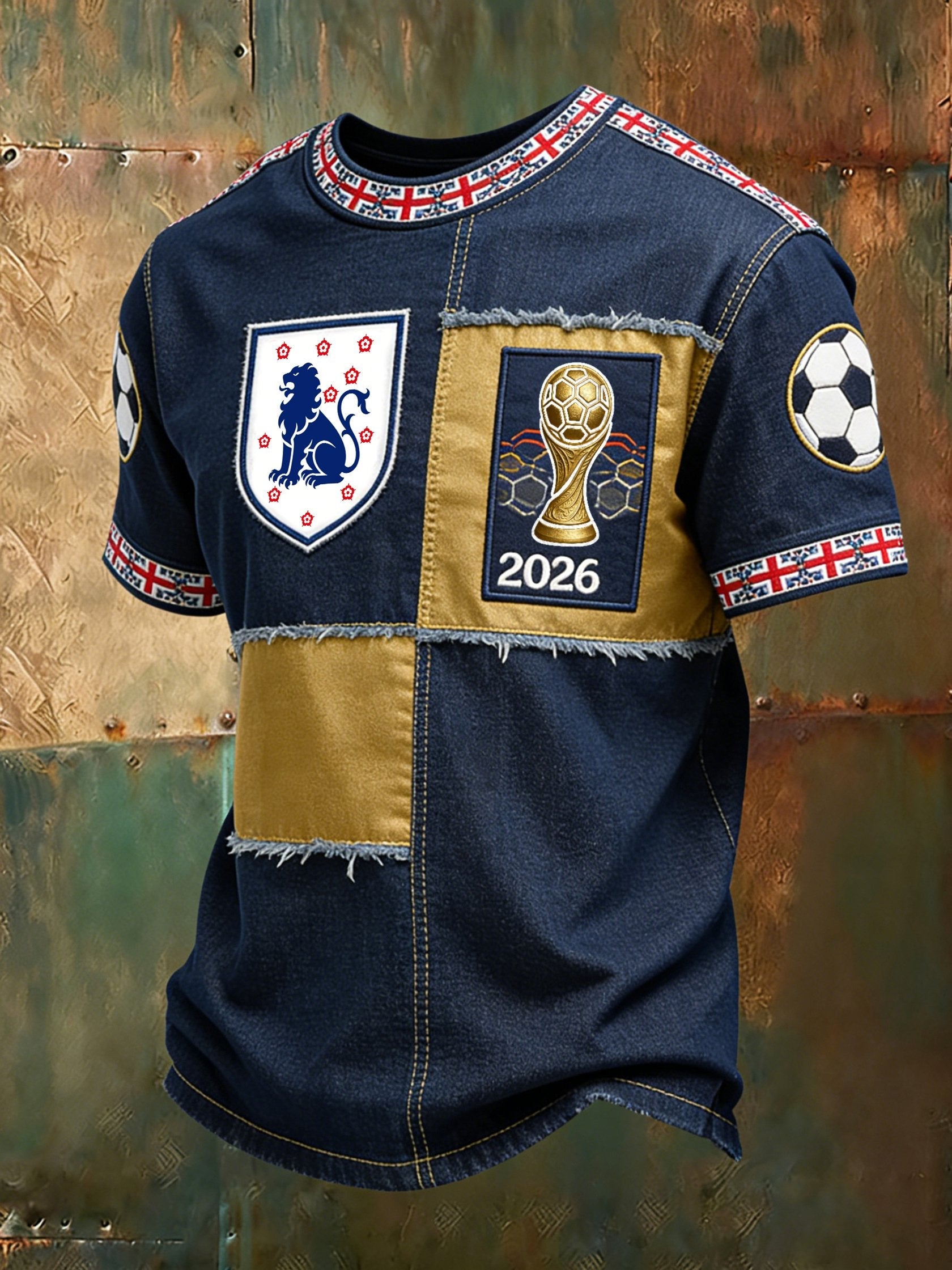 Men's England Football Print Casual T-shirt