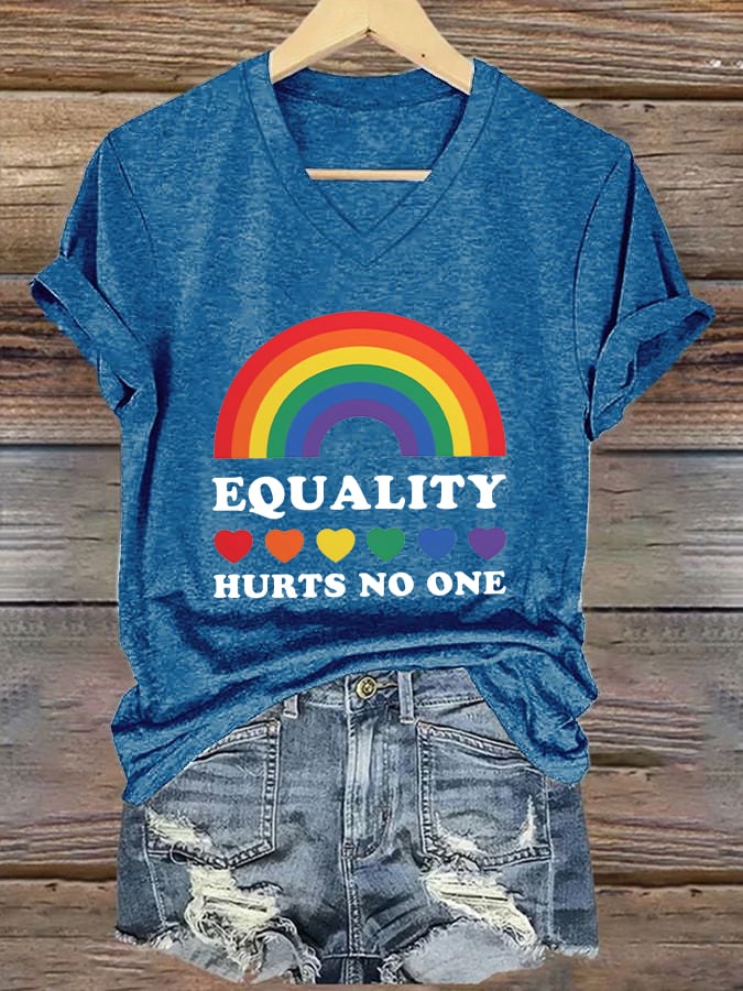 Women's Equality Hurts No One Print V-Neck T-Shirt