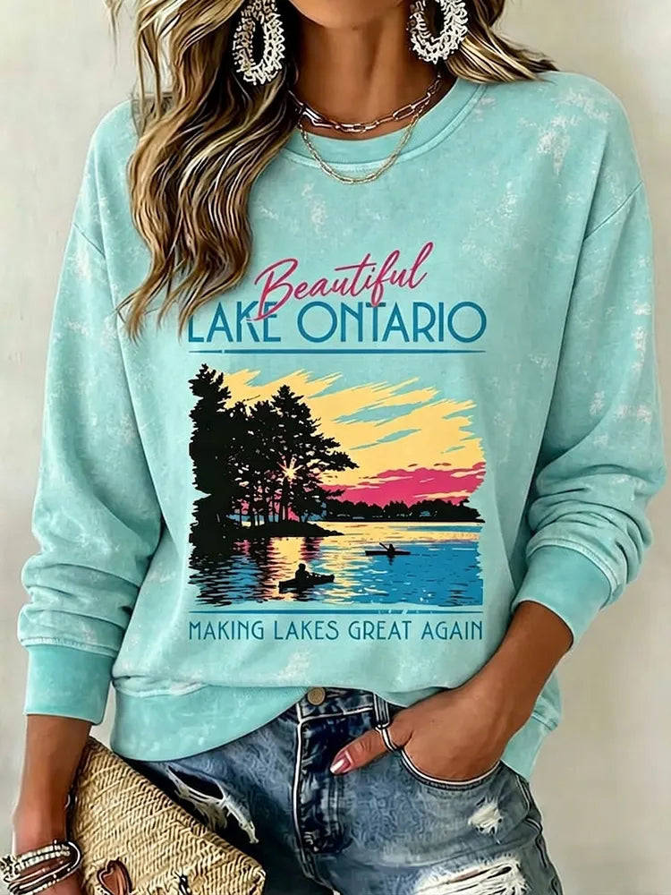 Women's Lake Ontario Casual Print Sweatshirt