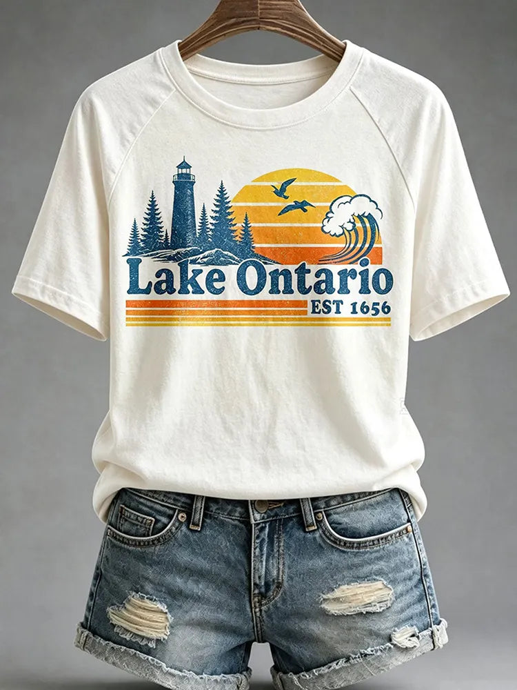 Women’s Lake Ontario Printed Casual T-shirt