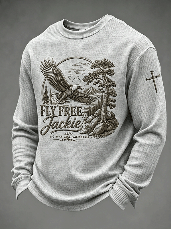 Men'S Fly Free Jackie Mountain Eagle Embroidery Waffle Top