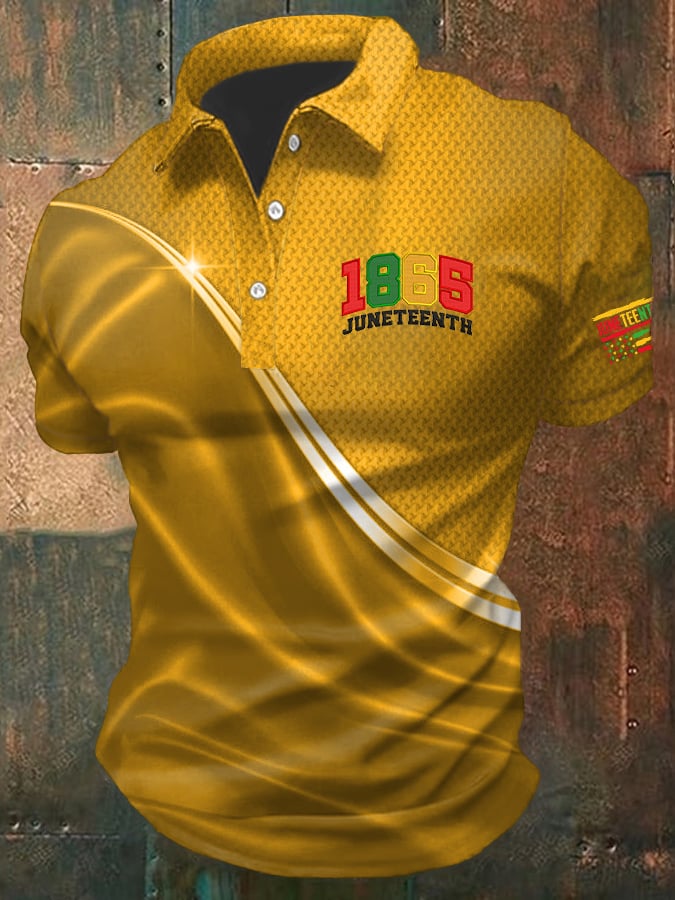 Men's Juneteenth Print  Casual Polo Shirt