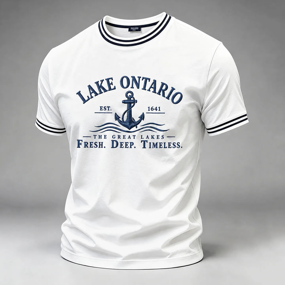 Men's Lake Ontario Print Crew Neck Short Sleeve T-shirt