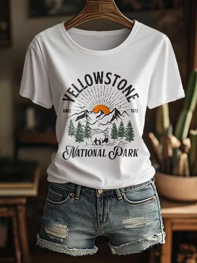 Women's National Park Print Casual T-Shirt