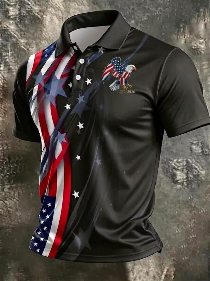 Men's 1776 American Flag Eagle Stars And Stripes Art Print Polo Shirt
