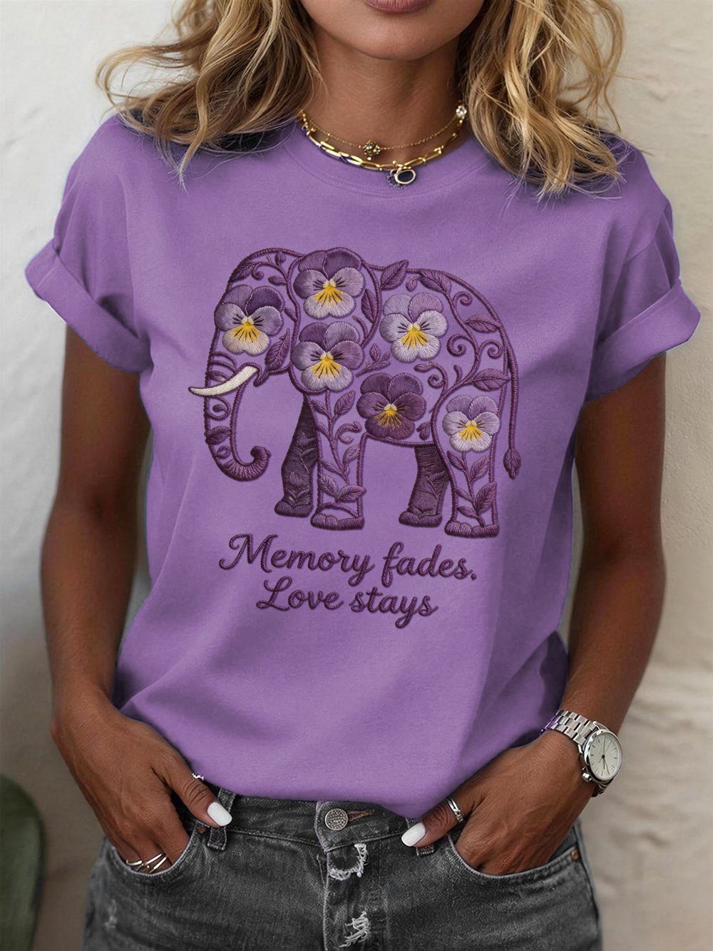 Women's Alzheimer's Awareness Crew Neck Short-Sleeve T-Shirt