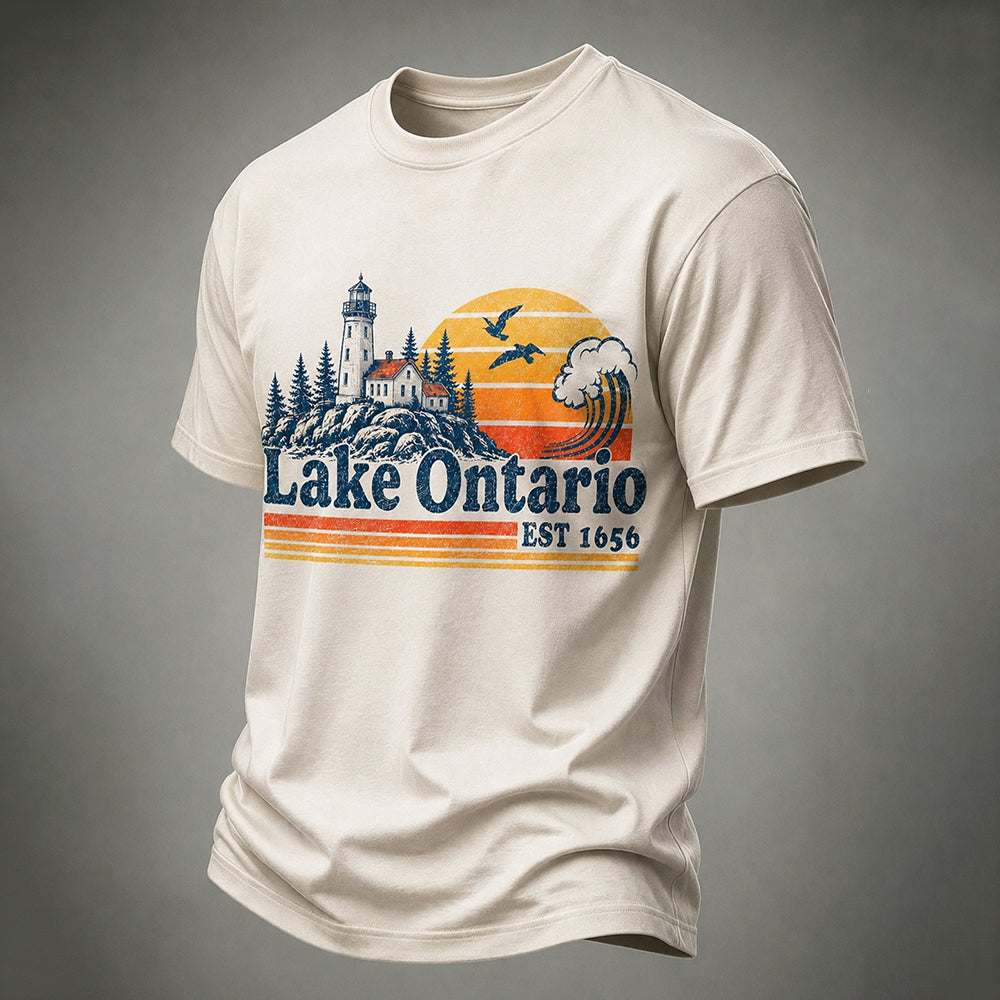 Men's Lake Ontario Printed Short Sleeve Casual T-shirt