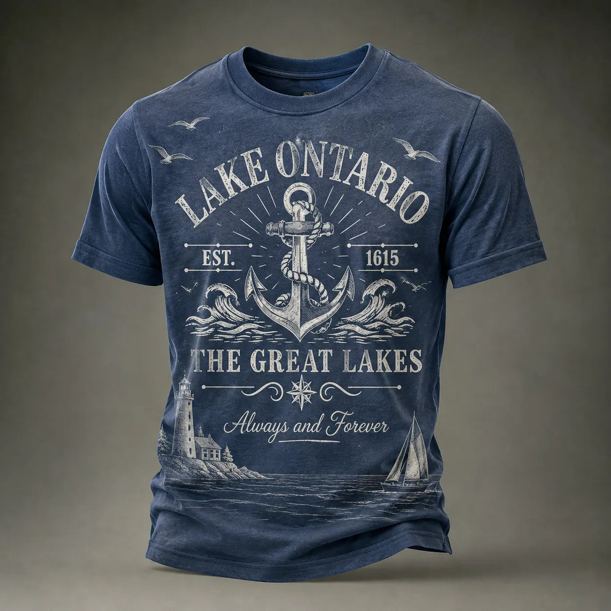 Men's Retro Lake Ontario Print T-shirt