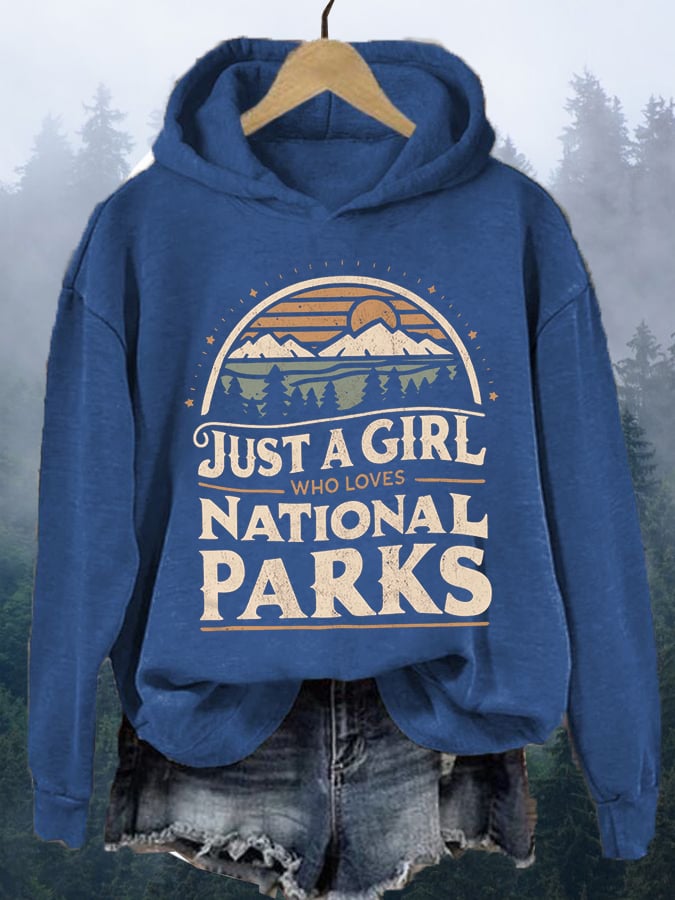 Women's Just A Girl Who Loves National Parks Printed Hoodie