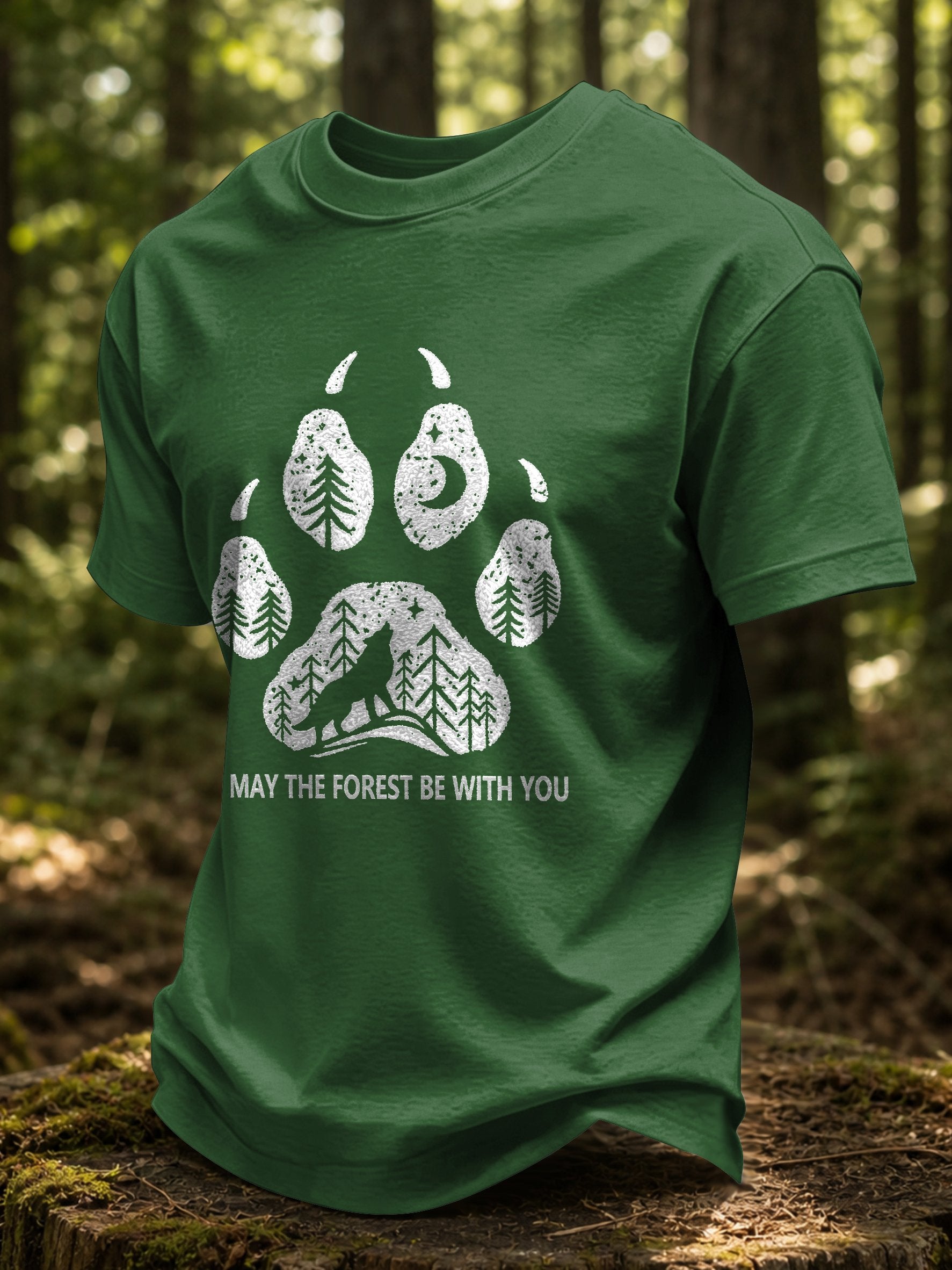 Men's May The Forest Be With You Printed Casual T-Shirt