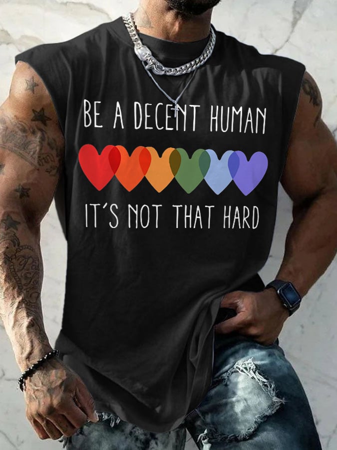 Retro Be A Decent Human It's Not That Hard Print Tops Tank