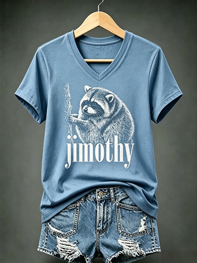Women's  Retro  Jimothy Raccoon Seattle Print T-shirt