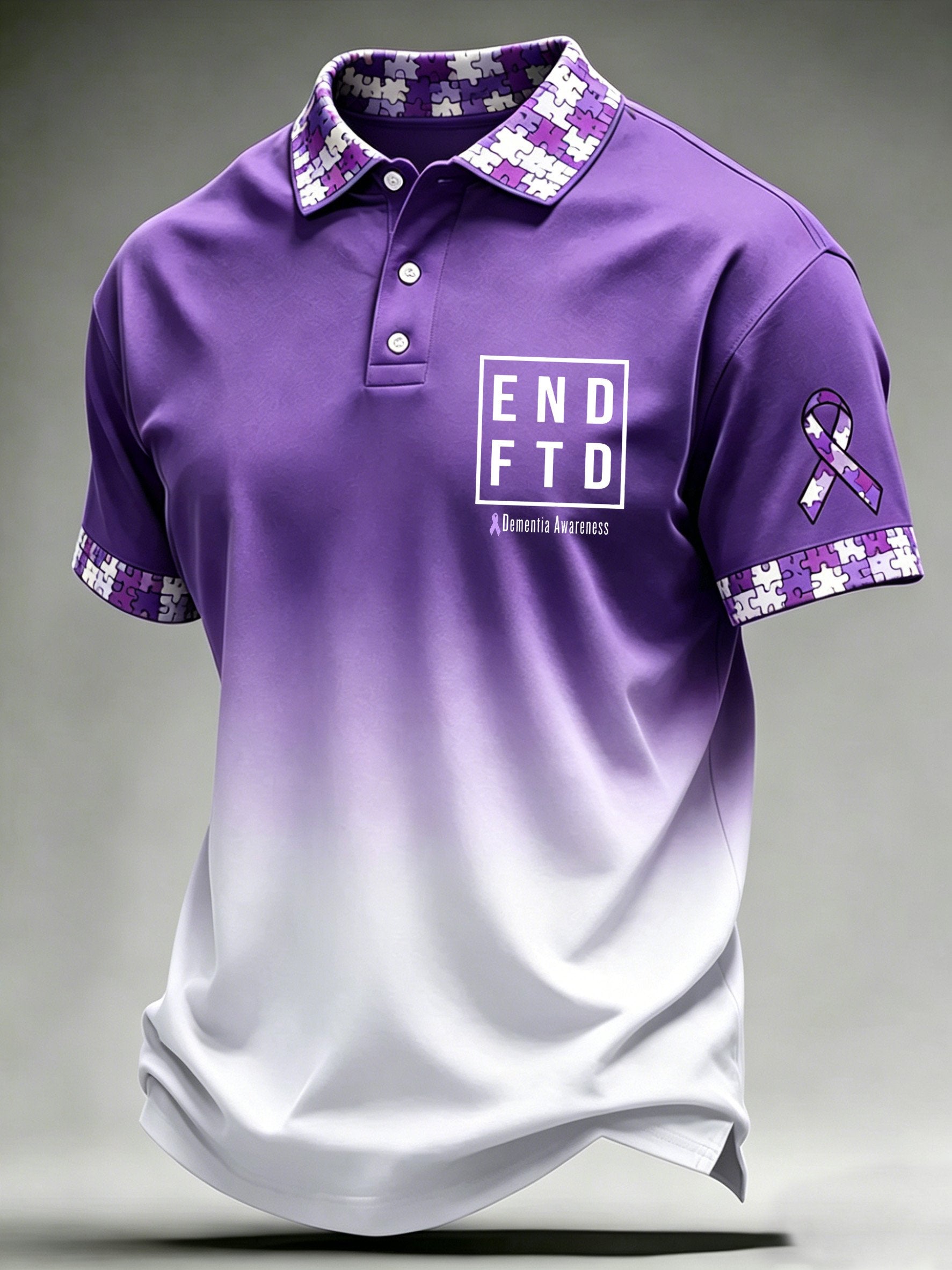Men's Alzheimer's Awareness Printed Polo Shirt