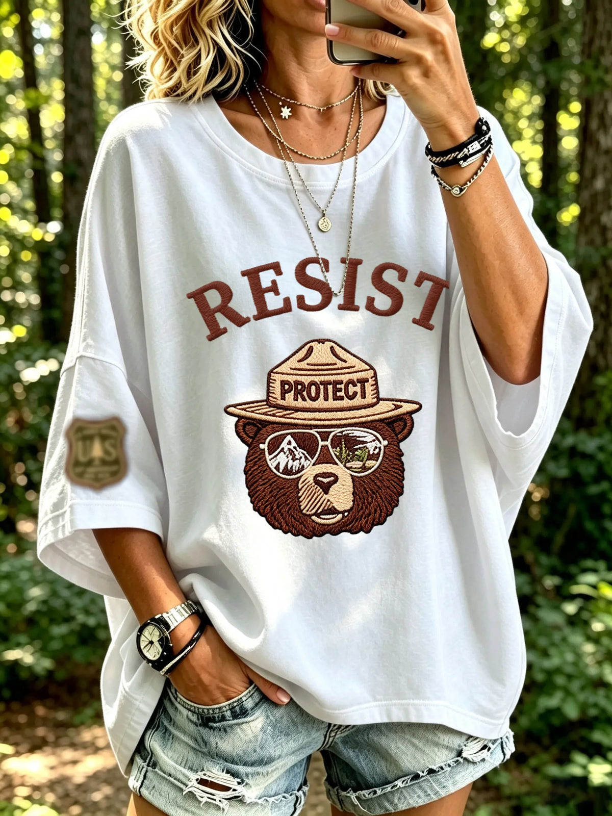 Women's Retro Protect Our Forest Print T-Shirt
