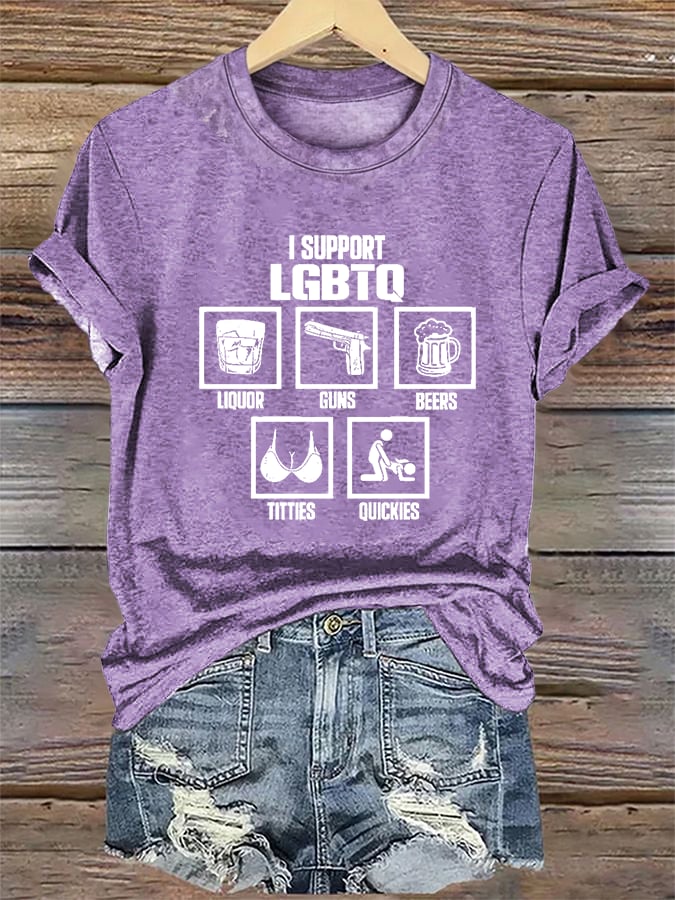 Women's  I SUPPORT LGBTQ Printed T-Shirt