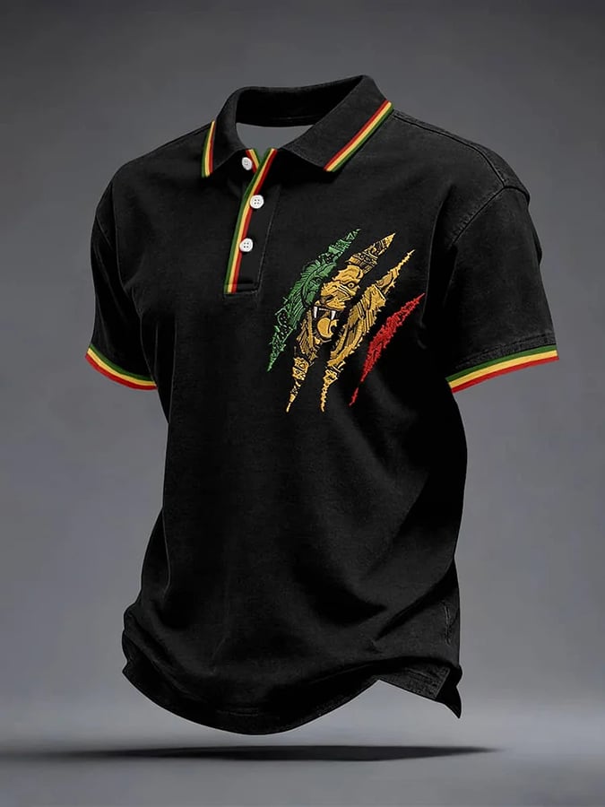 Men's Juneteenth Commemorative Print Polo Shirt