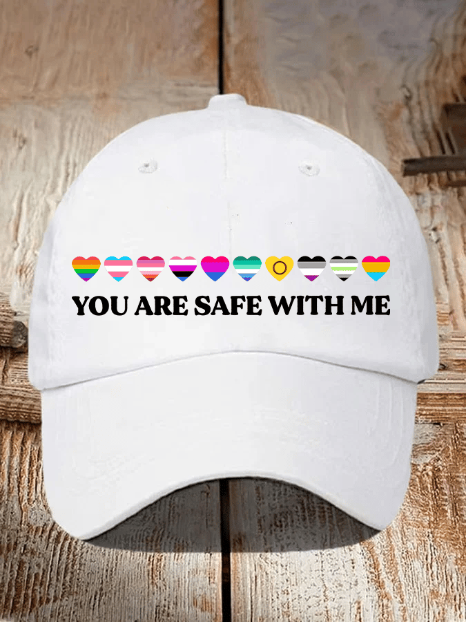 Unisex  YOU ARE SAFE WITH ME Print  Cap