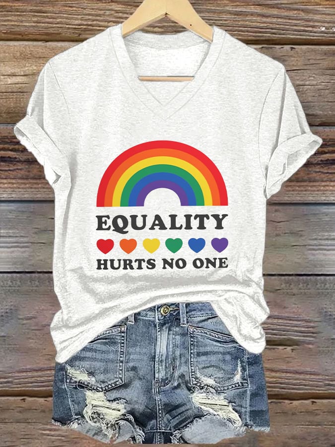Women's Equality Hurts No One Print V-Neck T-Shirt