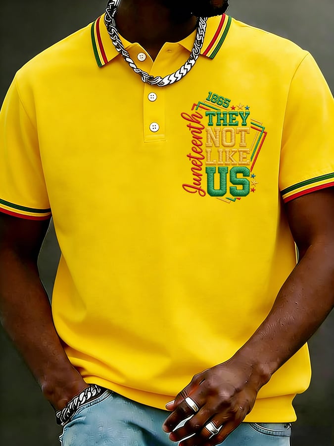 Men's Juneteenth They Not Like Us Print Polo Shirt