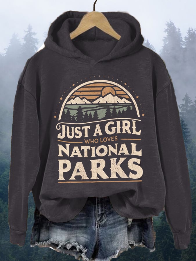 Women's Just A Girl Who Loves National Parks Printed Hoodie