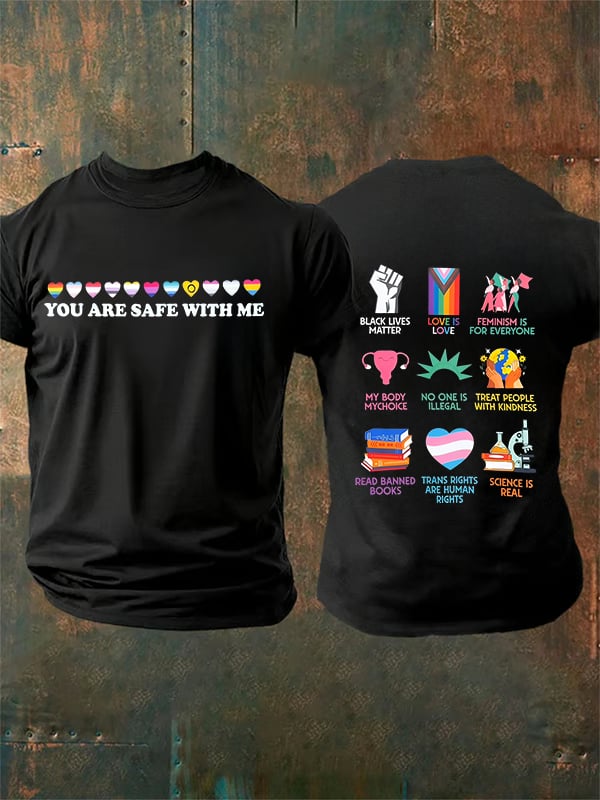 Men's  You are safe with me  Printed  T-Shirt