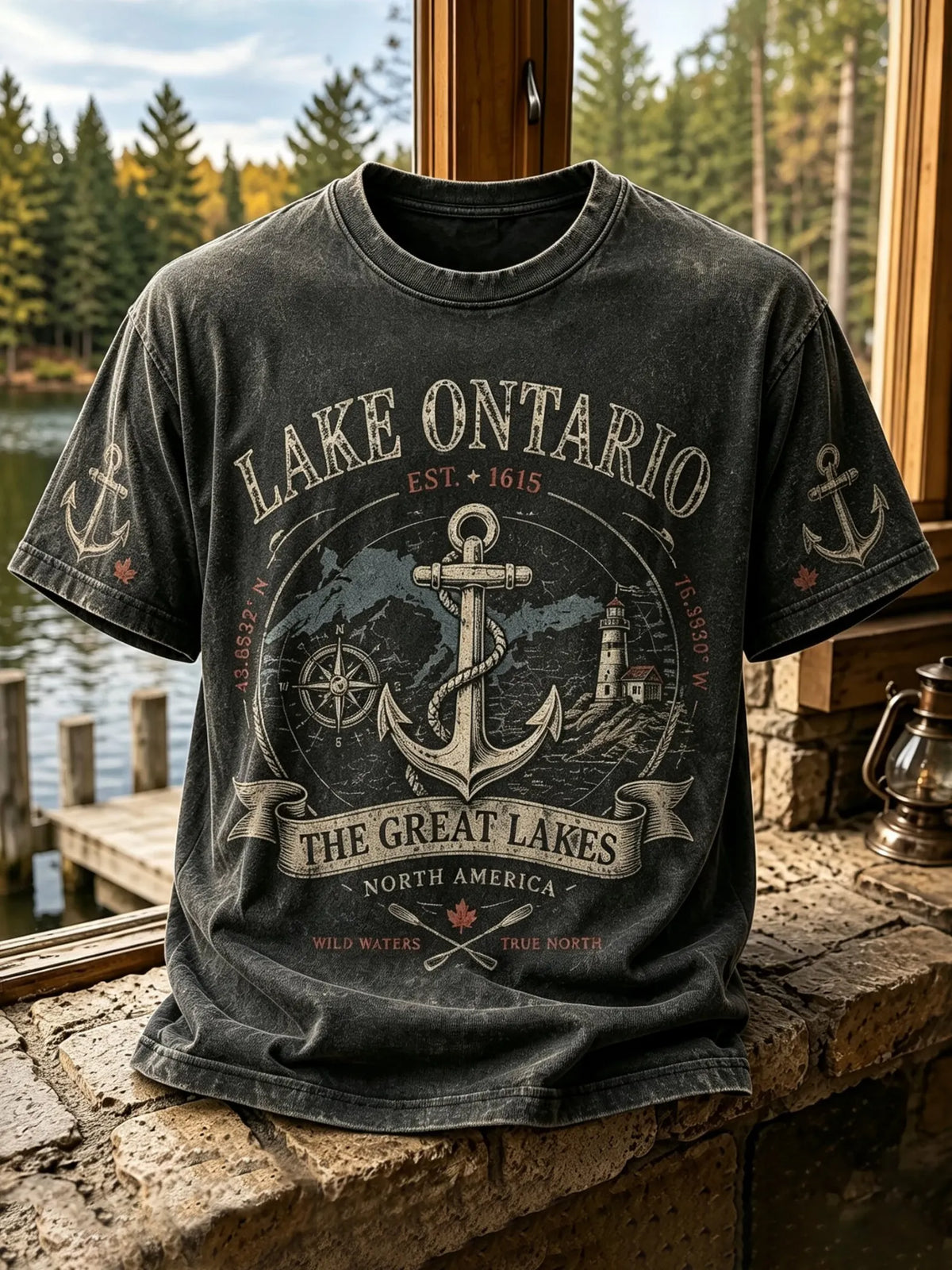 Men's 1615 Ontario Canada Print Casual Short-sleeve T-shirt