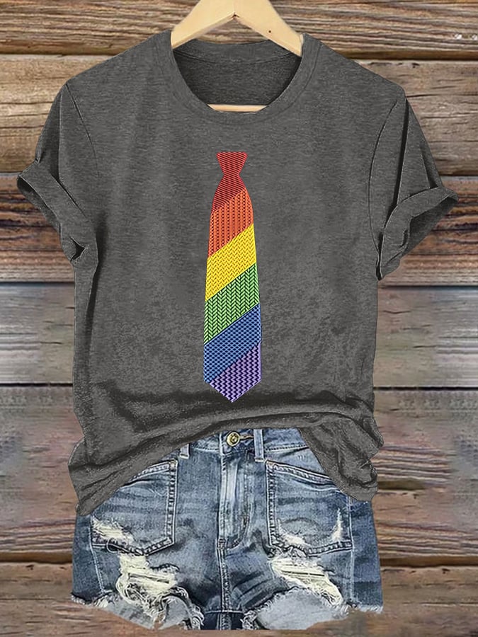 Women's Pride Month Rainbow Print Short Sleeve T-Shirt