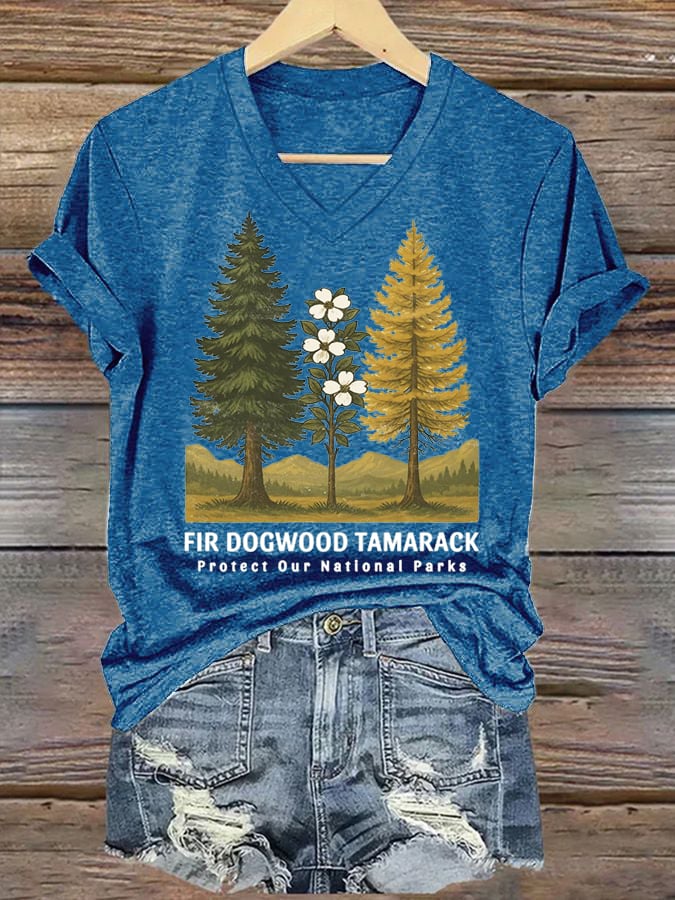 Women's National Park Print Casual T-Shirt