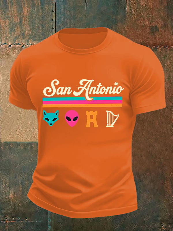 Men's San Print Round Neck T-shirt