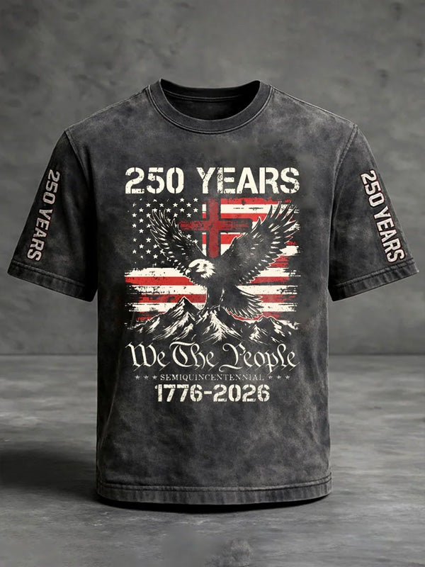 Men's 250 Years of Freedom We The People Eagle Print Casual T-Shirt