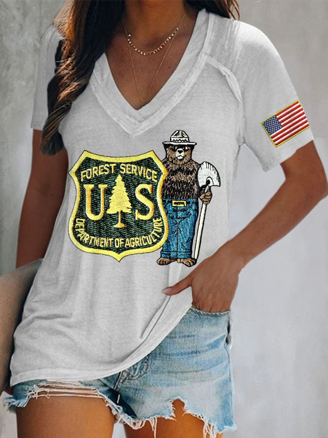 Retro Save The Forest Service Print T-Shirt