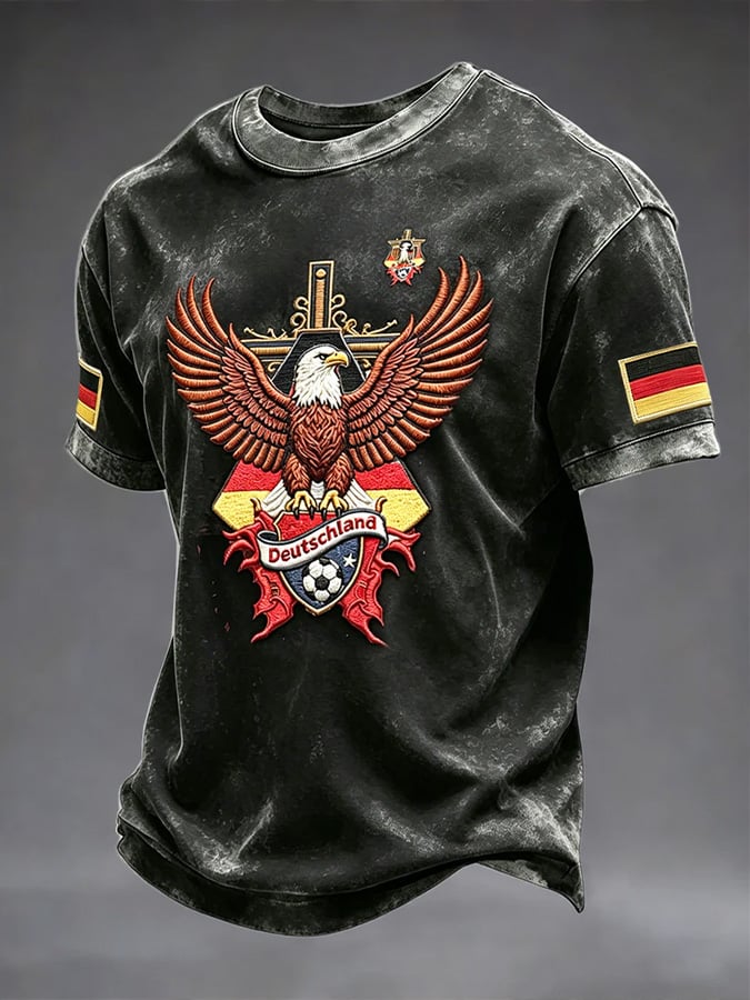 Lässiges Herren-T-Shirt mit deutschem Fußball-Print