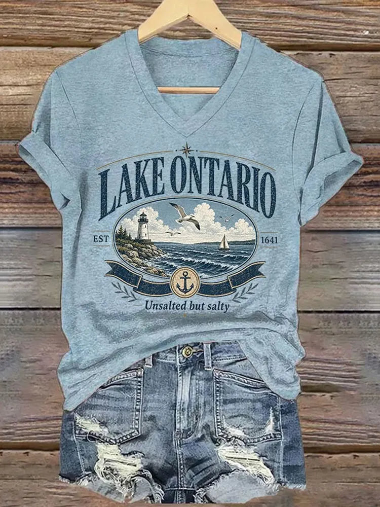 Women’s Lake Ontario Printed Casual T-shirt