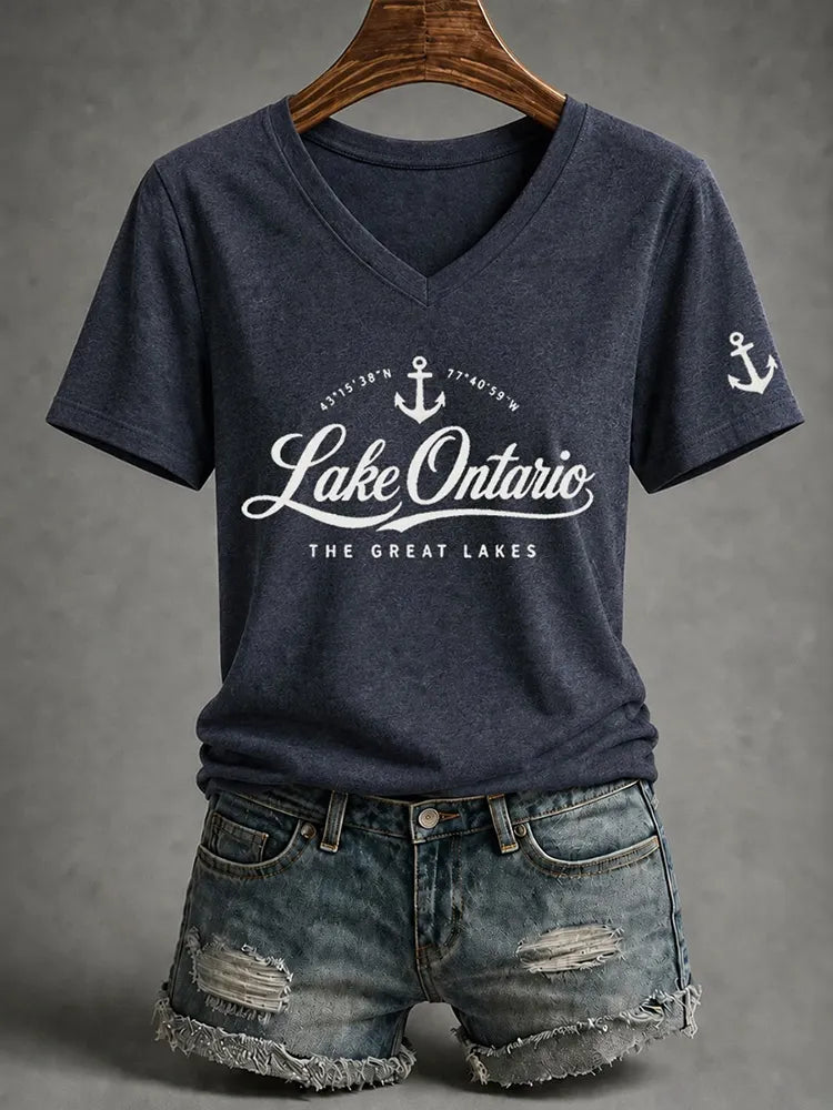 Women’s Lake Ontario Printed Casual T-shirt