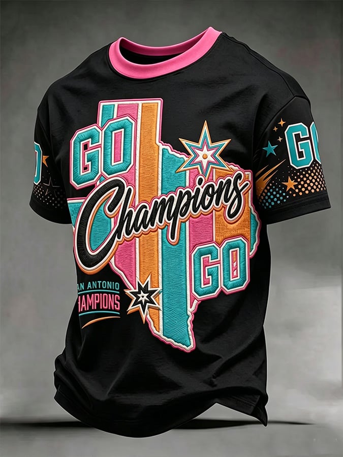 Men's Casual Basketball-Print T-Shirt