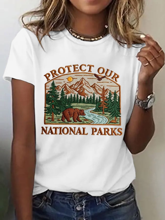 Women's Fashion Casual National Park Protection T-Shirt