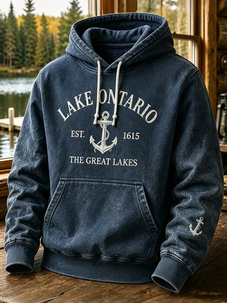 Men's 1615 Lake Ontario Printed Casual Warm Hoodie