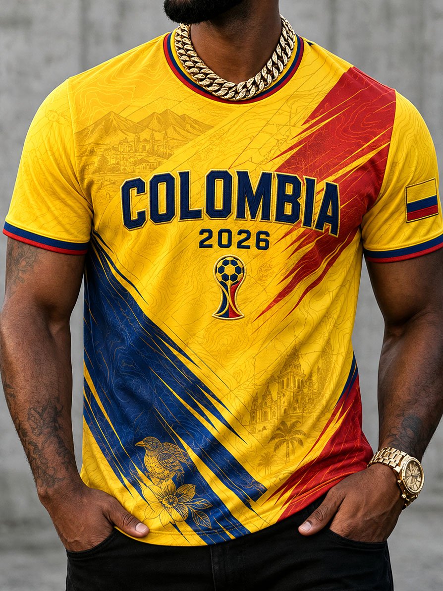 Men's Colombia Football Fan Crew Neck T-Shirt