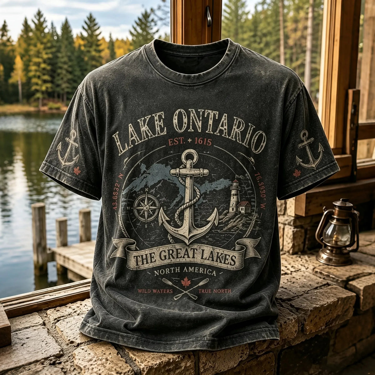 Men's 1615 Ontario Canada Print Casual Short-sleeve T-shirt