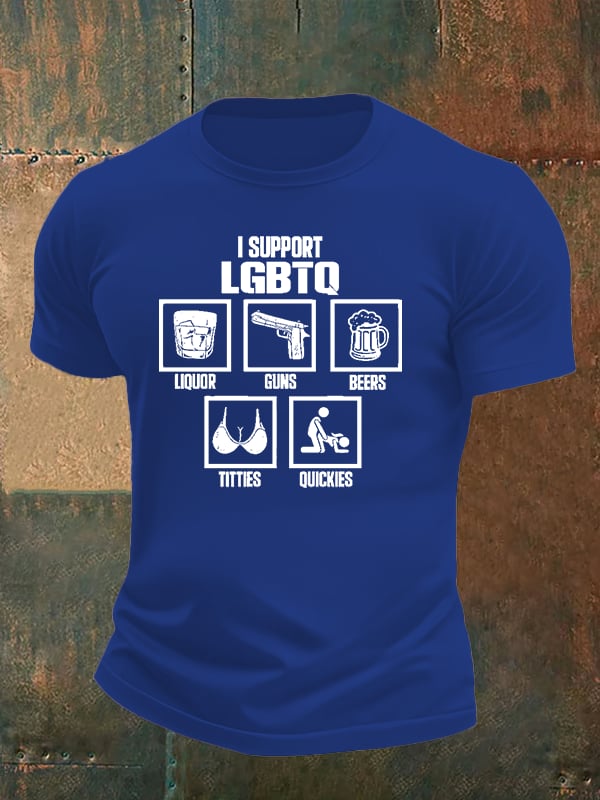 Men's  I SUPPORT LGBTQ Printed T-Shirt