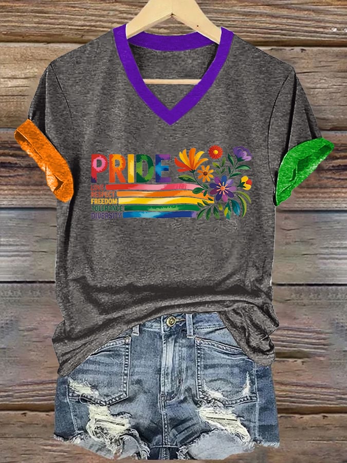 Women's Pride Love Respect Freedom Tolerance Diversity Print T-Shirt