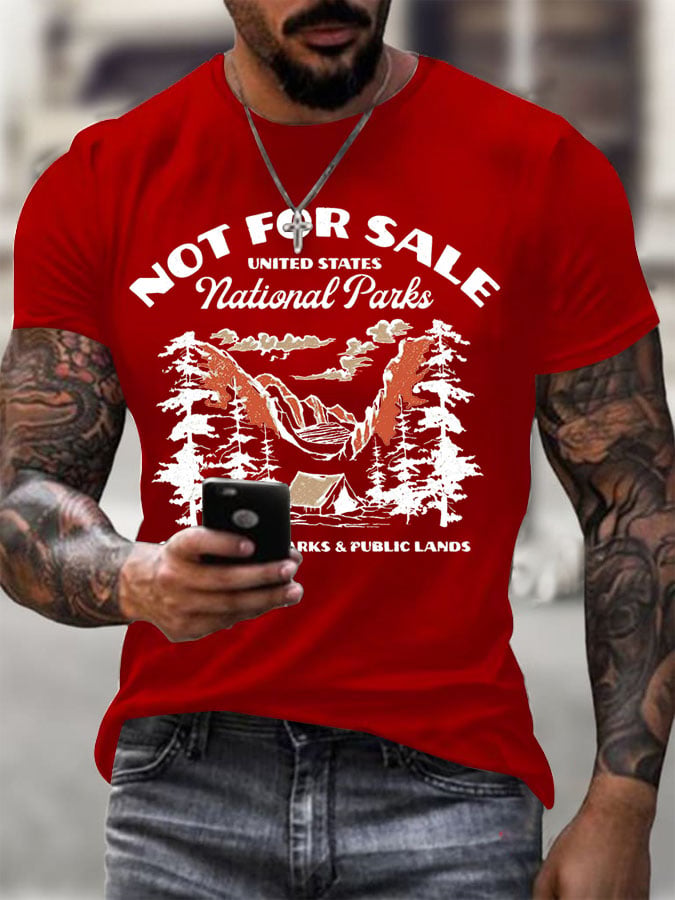 Men's Support National Parks Printed Round Neck T-Shirt