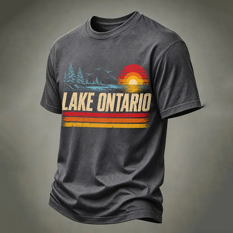 Men's Lake Ontario Printed Casual Crew Neck T-shirt