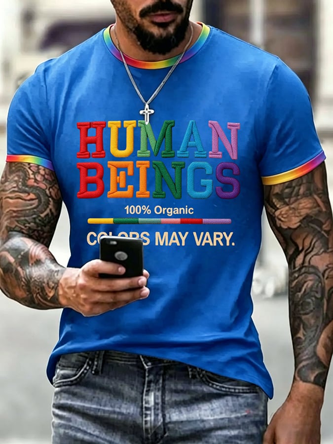 Men's Human Beings Colors May Vary Print Casual T-shirt