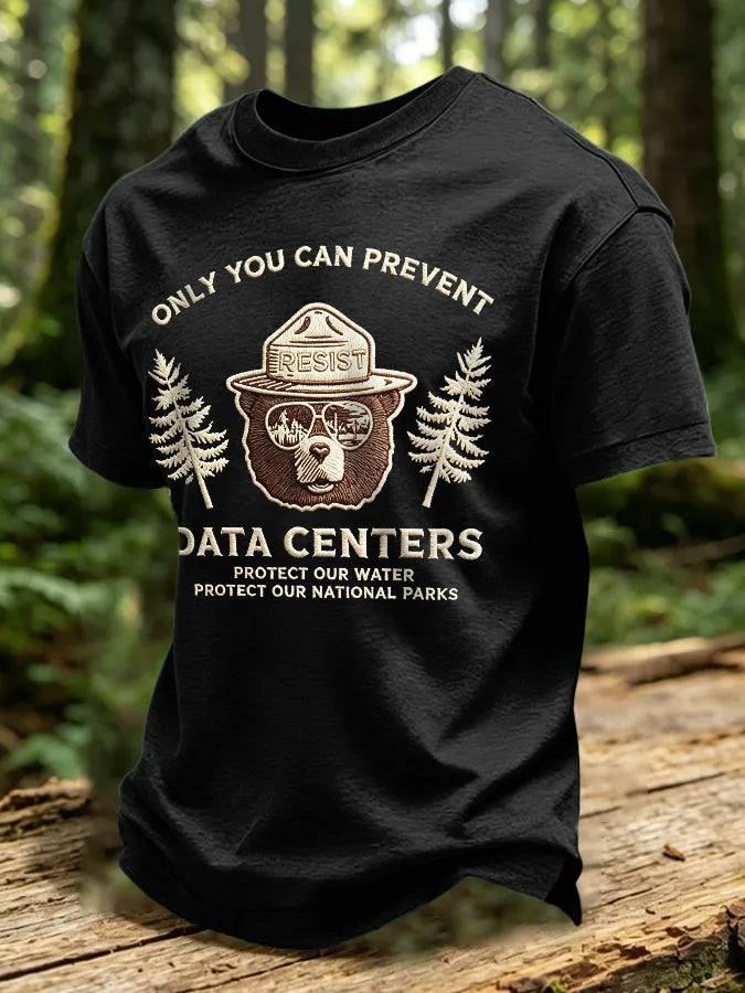 Men's Retro Only You Can Prevent Data Centers. Protect Our Water. Protect Our National Parks Print T-Shirt